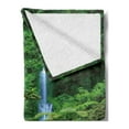 thumbnail image 2 of Landscape Soft Flannel Fleece Throw Blanket, Indonesia Madakaripura Waterfall Aerial Photo Nature Jungle Landscape, Cozy Plush for Indoor and Outdoor Use, 50" x 70", Green Pale Sky Blue, by Ambesonne, 2 of 5
