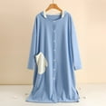 thumbnail image 5 of AherBiu Womens Pajamas Night Gowns Button Down Dress Sleepshirt Long Sleeve Hooded Housecoats Loungewear, 5 of 7