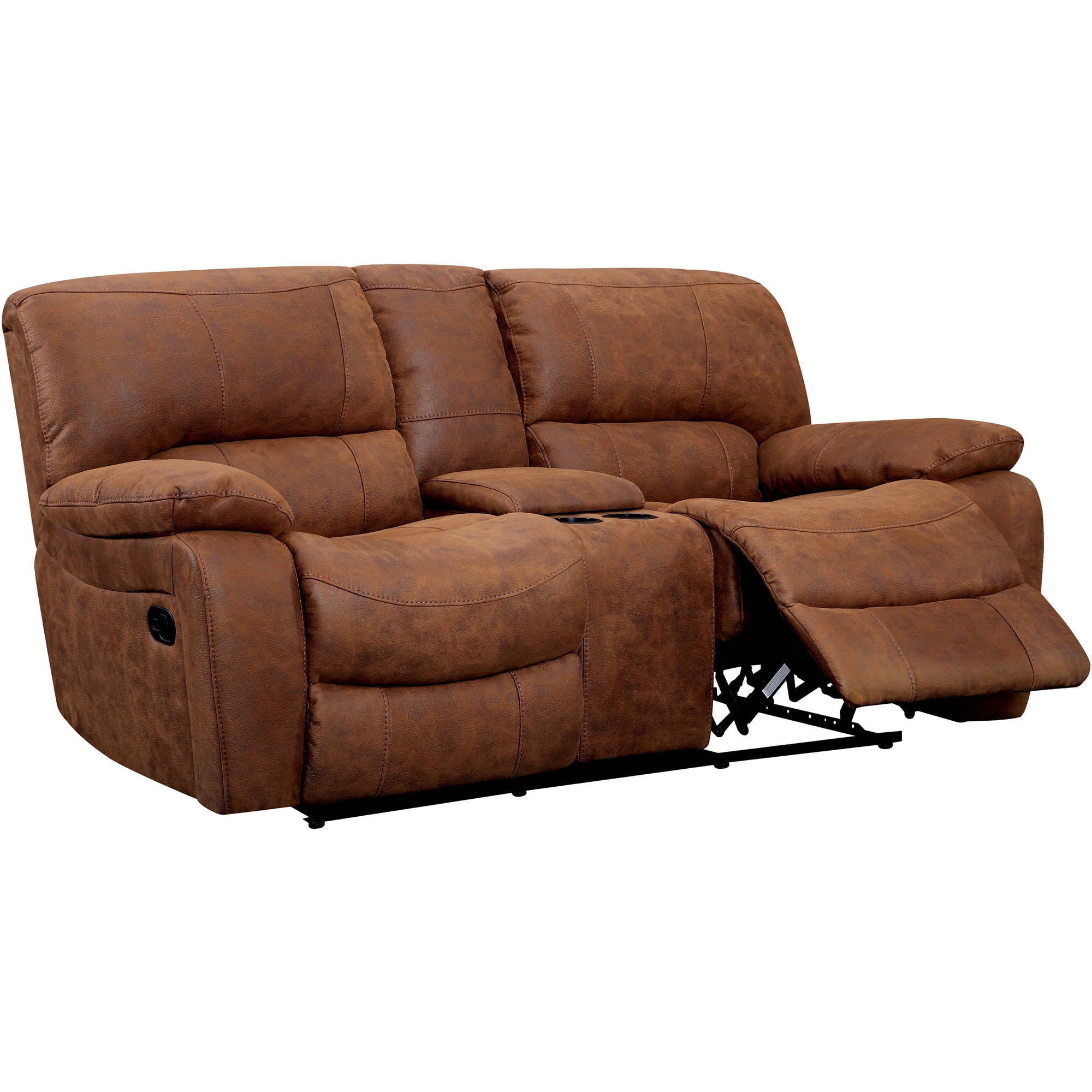 Furniture Of America Renna Faux Leather Reclining Loveseat Brown