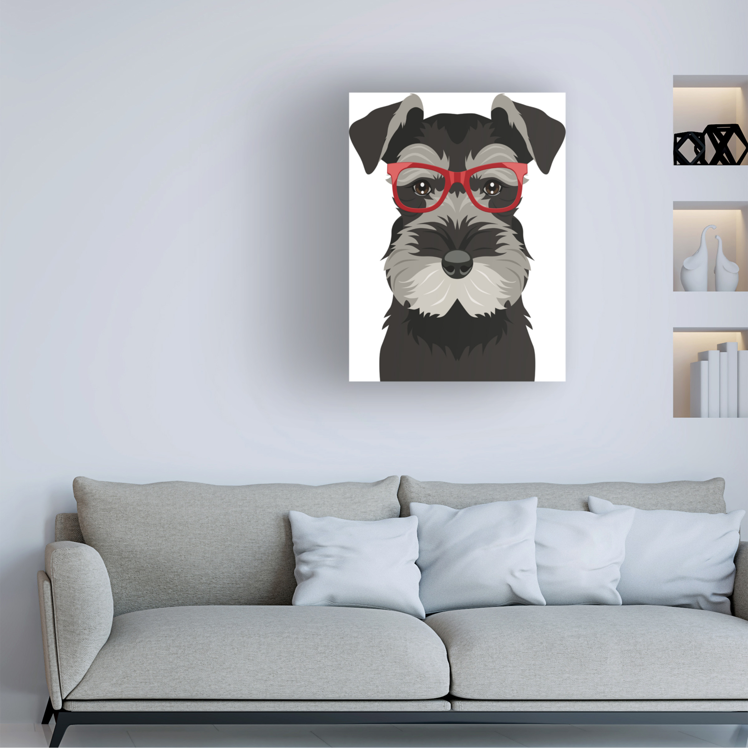 Furbaby Affiliates 'Miniature Schnauzer Wearing Hipster Glasses' Canvas Art