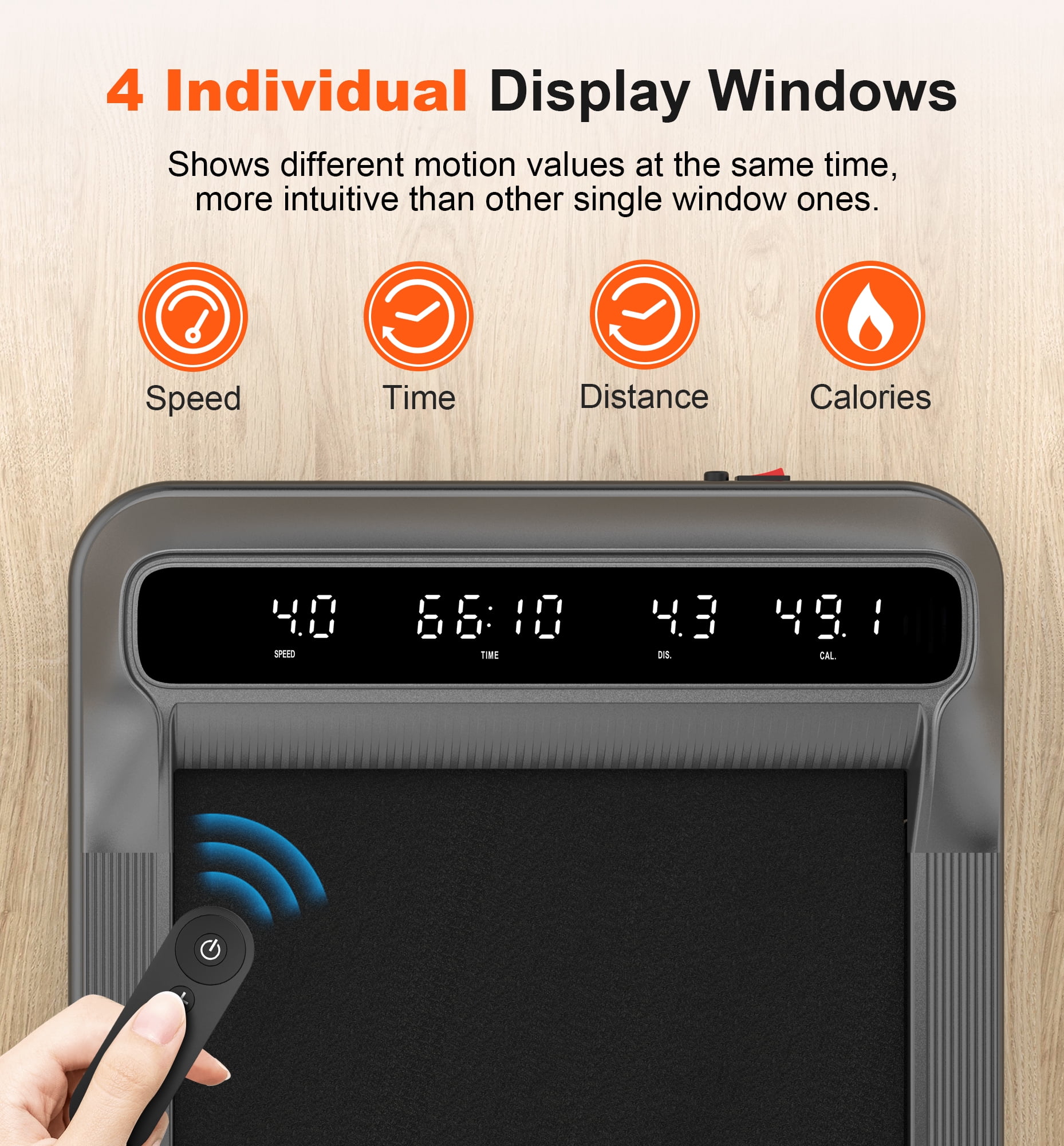 Walking Pad Treadmill, 2.5HP Under Desk Treadmill for Home, Remote Control Portable Small Treadmill w/ 265 lbs Capacity, Electric Jogging Running Machine, LCD Display, HiFi Bluetooth Speaker
