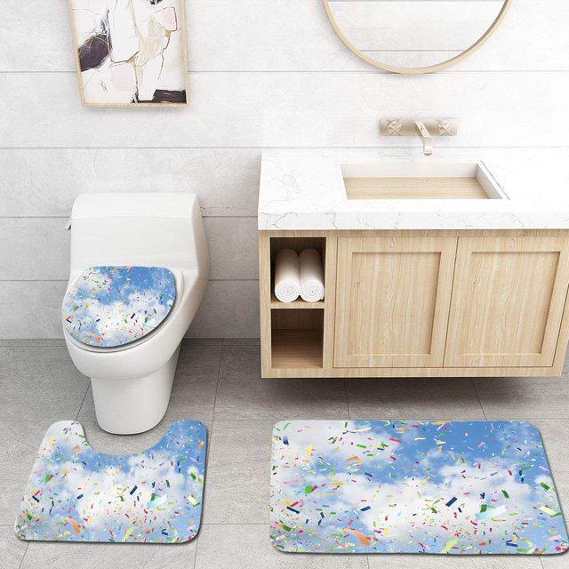 Juego de alfombras de baño de 3 piezas ABPHQTO colorido en el cielo Alfombra de baño Alfombra de contorno y tapa de inodoro