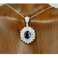 thumbnail image 2 of 2.50Ct Oval Cut Blue Sapphire Halo Pendant 14k White Gold Plated Free Chain, 2 of 10