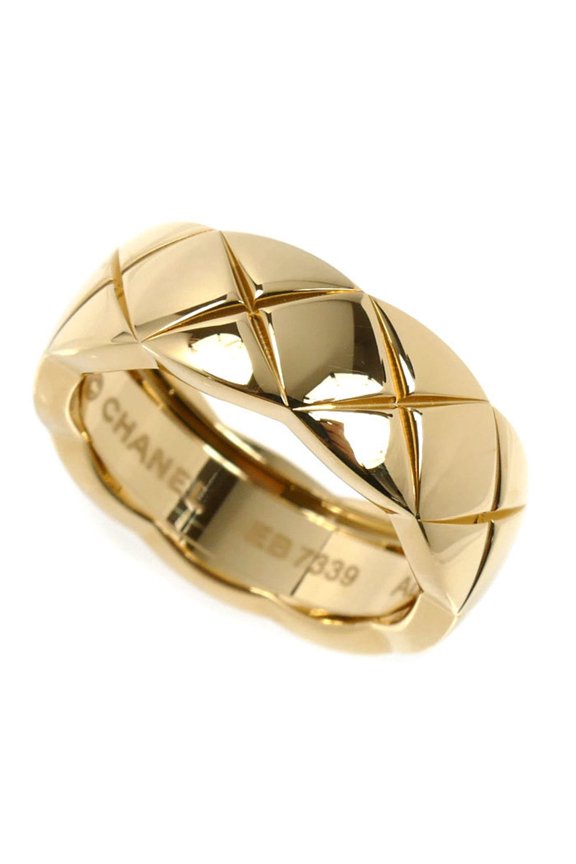 Pre-Owned CHANEL 18K Yellow Gold Coco Crush Medium Ring J10571 Size 48 6.2g Women's