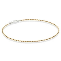 Miabella 925 Sterling Silver Solid 1.5mm Diamond-Cut Braided Rope Chain Anklet Ankle Bracelet for Women, Made in Italy (yellow-gold-plated-silver, 9)