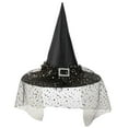 thumbnail image 1 of Sombreros de Halloween con botones rectangulares, sombrero de bruja con encaje, sombrero ancho acorralado para fiesta, sombrero de poliéster para mujer, 1 of 2