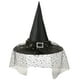 thumbnail image 1 of Sombreros de Halloween con botones rectangulares, sombrero de bruja con encaje, sombrero ancho acorralado para fiesta, sombrero de poliéster para mujer, 1 of 2