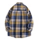 thumbnail image 4 of Blusa y camisa de manga larga con cuello vuelto para hombre, informal, a cuadros, con bolsillos y botones, de licra, 4 of 9
