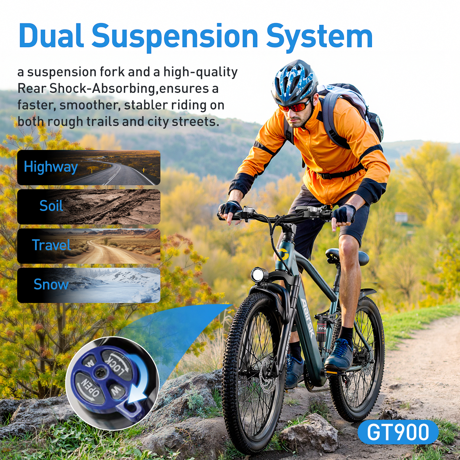 748 Peak Aairsk GT900 26" Electric Bike 400W Motor, 36V 13AH Battery,22Mph Max Speed Dual Suspension, Ideal for City and Trail Rides