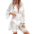 thumbnail image 2 of Women's Lace Cover-Up V-Neck Flared Sleeve Beach Tunic, 2 of 7