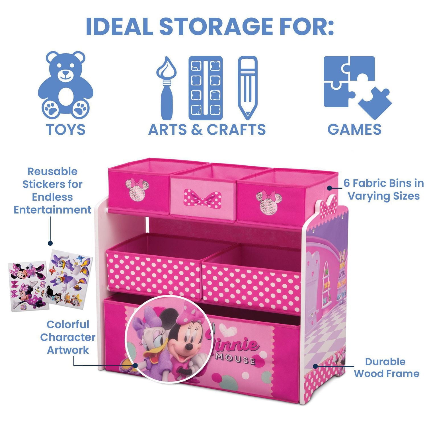 Disney Minnie Mouse 6 Bin Design and Store Toy Organizer by Delta Children