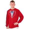 thumbnail image 3 of American Flag Tuxedo Funny July 4th Men's Big & Tall Long Sleeve Graphic Tee Brisco Brands 2X, 3 of 5