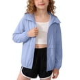 thumbnail image 2 of WQNVRNR Kids Sun Protection Jacket- Spring Summer Casual Lightweight Zip Up Athletic Tops for Girls Blue Size 10, 2 of 5