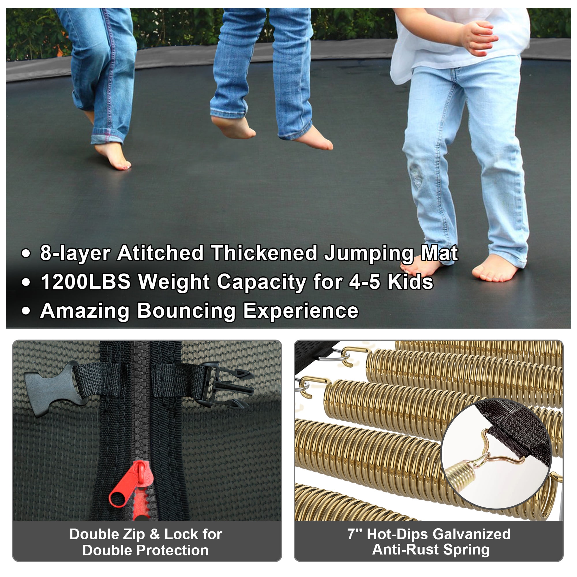 Jump Into Fun Trampoline, 12FT 10FT 14FT 16FT 1200LBS Trampoline for Adults and Kids, Trampoline with Enclosure, Basketball Hoop and Basketball, Outdoor Heavy Duty Pumpkin Trampoline