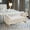 51 inch - Cream, variant on BaseBeauty End of Bed Storage Bench, 51" Velvet Queen Size Storage Ottoman Bench with Golden Legs and Two Pillows for Bedroom Entryway, Black
