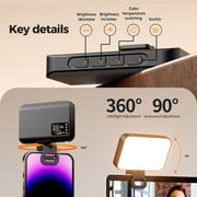 Cshidworld Portable Selfie Light, Fill Light Video Light with Clip Rechargeable 2000mAh CRI 95, 3 Light Modes and 10 Light Levels for Mobile Phone iPhone Webcam Laptop Photo Makeup