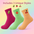 thumbnail image 2 of Women’s Cute Ankle Socks 3 Pairs Kawaii Fruit Embroidered Cotton Novelty Socks - Style 1, 2 of 5