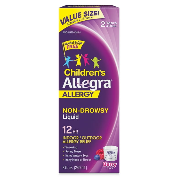 Allegra Children's 12 HR Allergy Relief Liquid, Berry Flavor, 30 mg, 8