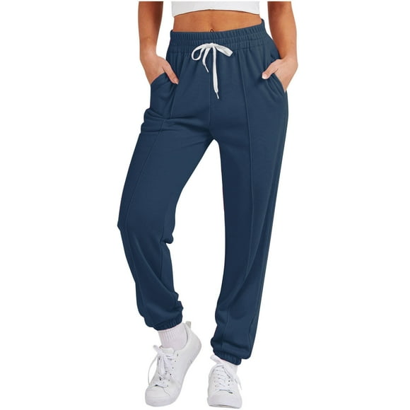GigrtiJin Womens Sport Sweatpants Solid Color Drawstring Elastic Waist Cinch Bottom Jogger Pants with Pocket Lounge Athletic Pants