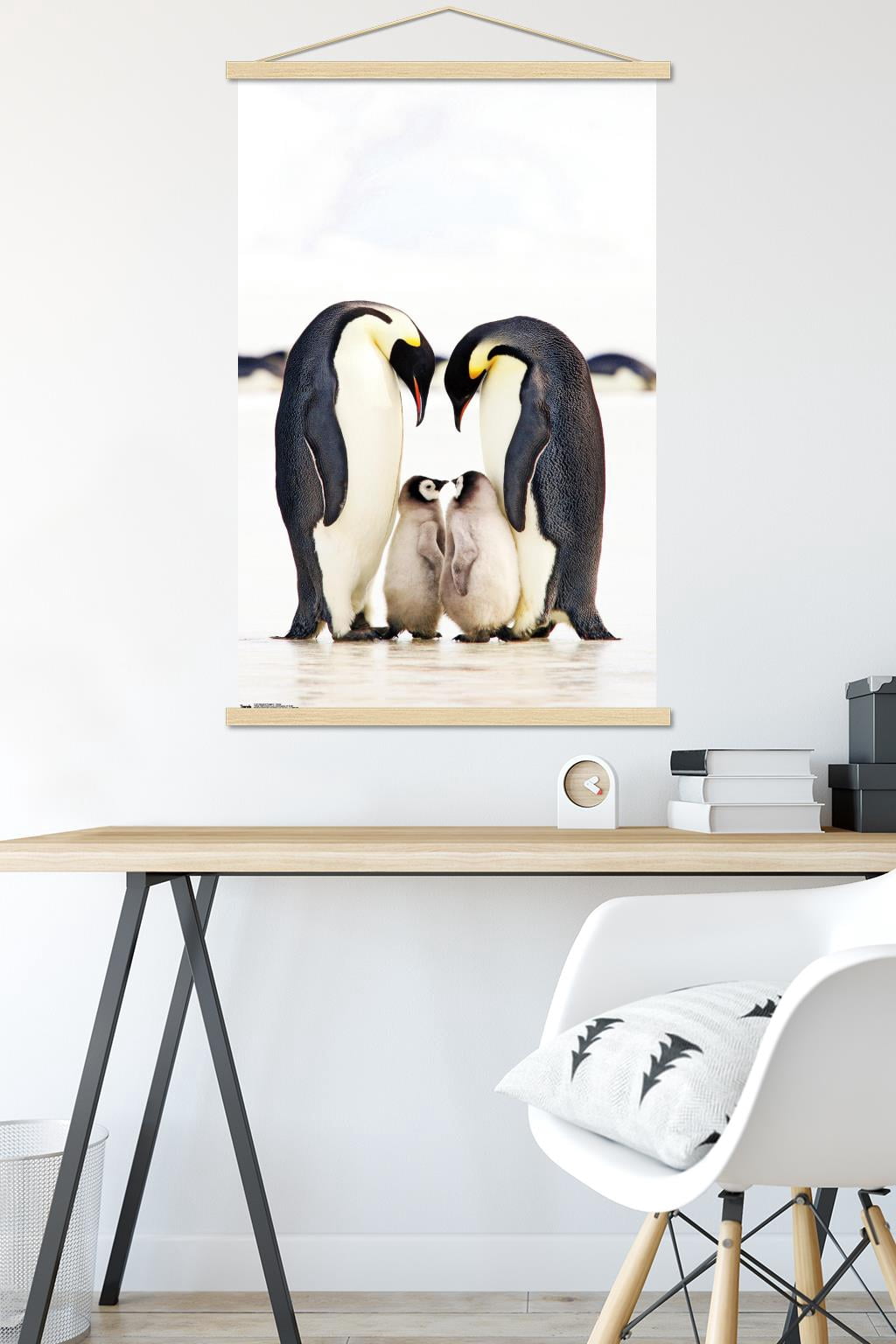 A Group Of Emperor Penguins Wall Poster with Wooden Magnetic Frame, 22.375" x 34"