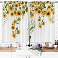 thumbnail image 2 of Sunflower Country Kitchen Curtains Rod Pocket Rustic Yellow Floral Farmhouse Small Cafe Tier Curtains Vintage Wood Barn Retro Window Treatment Drapes Home Decor(27.5W X 39L Inch 2 Panels), 2 of 6