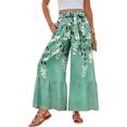 thumbnail image 2 of Womens Boho Ruffle Hem Palazzo Pants Elastic High Waisted Ties Wide Leg Flowy Lounge Pants with Pockets Turquoise XL, 2 of 5