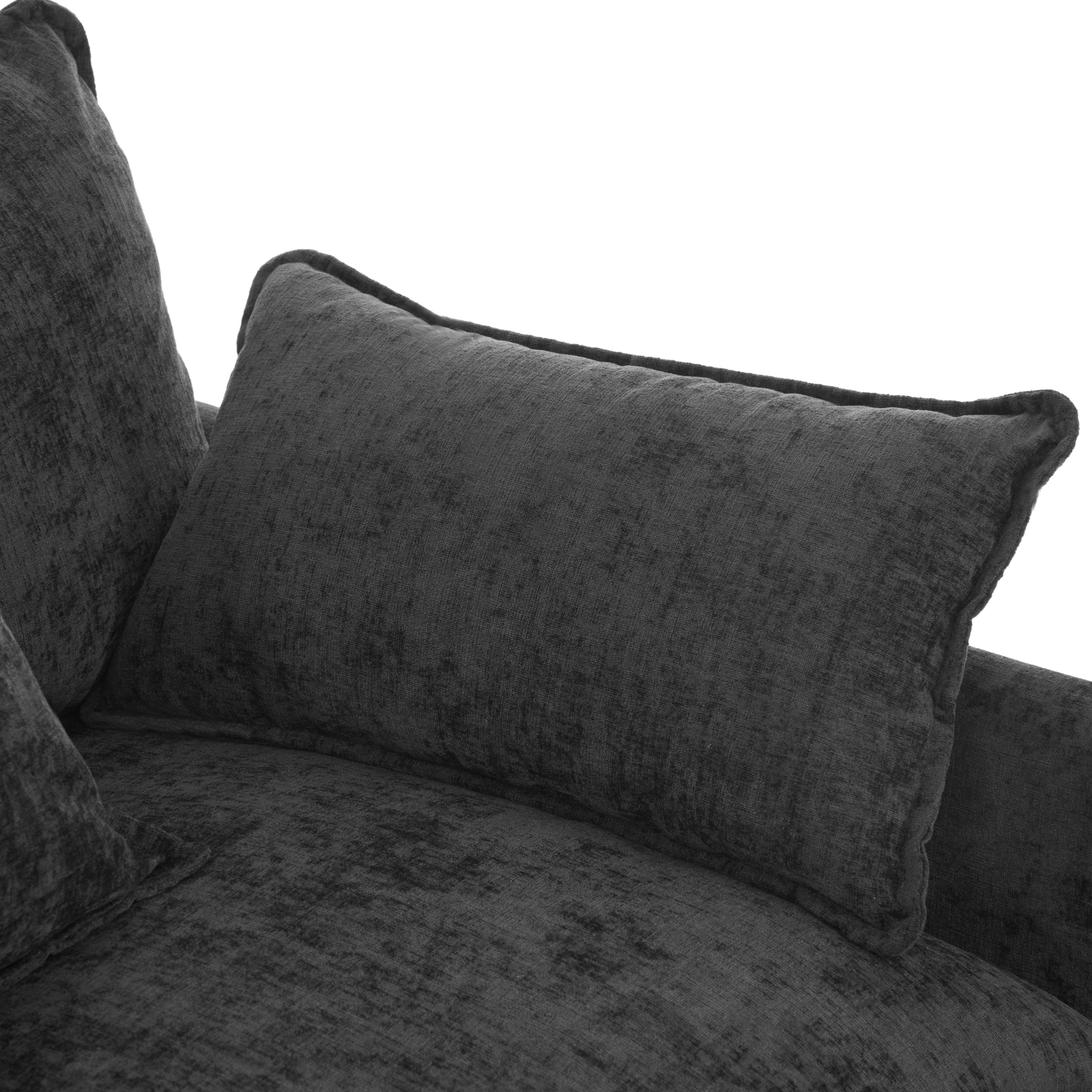 Aukfa 39.4" Oversized Accent Chair with Ottoman, Chenille Armchair Lounge Chairfor Living Room & Bedroom,Black