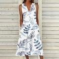 thumbnail image 1 of Estbridge Robes d'Été pour Femmes Décontractées Plissées Amples Évasées Midi pour Femmes Imprimé Floral Longueur Genou Grande Taille Robe Col Ras du Cou Manches Courtes Robe d'Invitée de Mariage Économies d'Été Liquidation, 1 of 5
