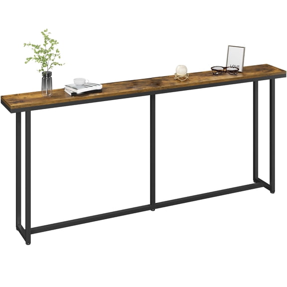 Extra Long Narrow Console Table, 71 Inch Sofa Table for Behind Couch, Entryway Hallway Living Room Decor, Brown