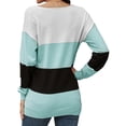 thumbnail image 5 of Women Striped Print Color Block Deep V Neck Long Sleeve Knitted Shirt, 5 of 5