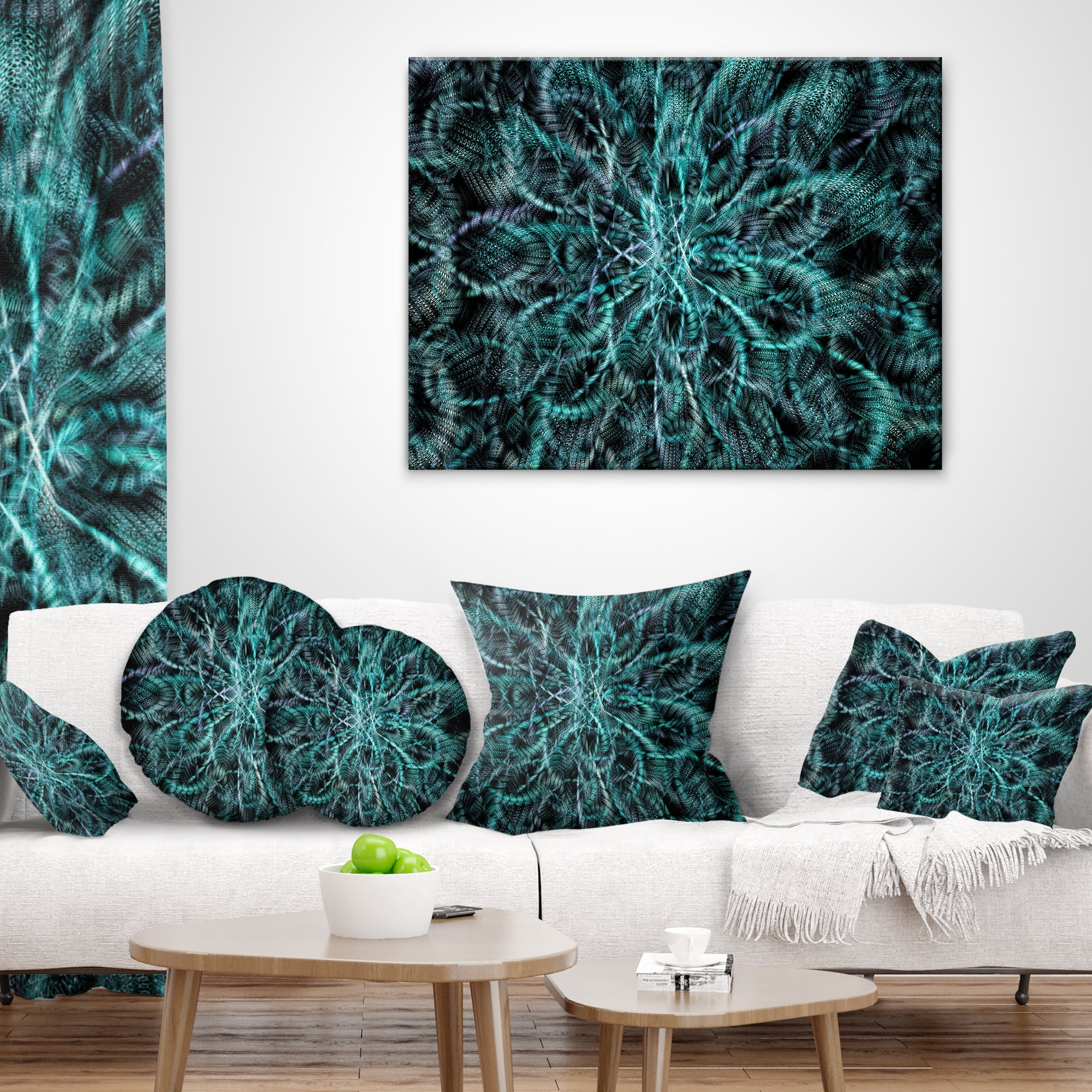 Designart Unusual Starry Fractal Metal Grill - Abstract Throw Pillow - 12x20