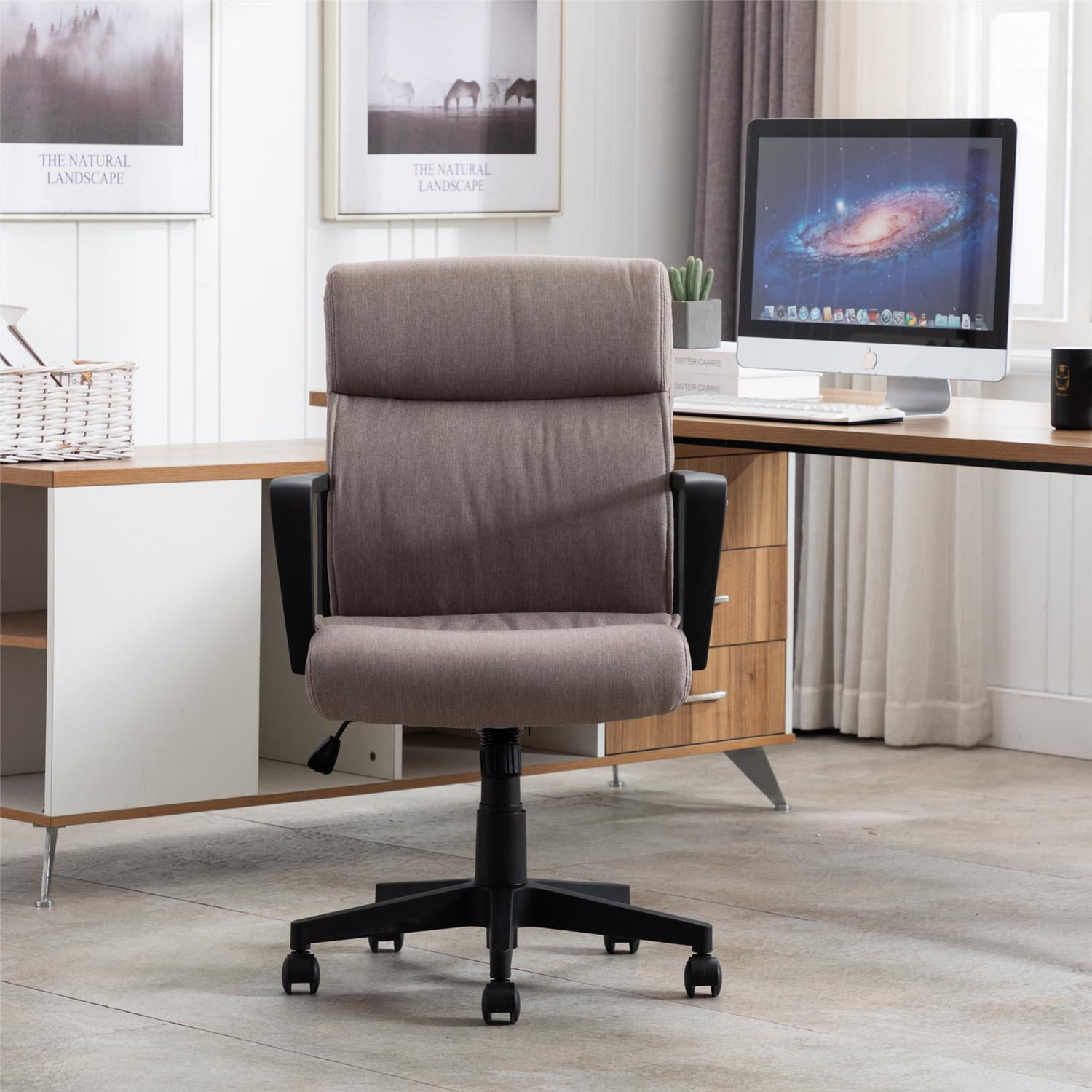 Ergonomic Swivel Home Office Chair, Spring Cushion Mid Back Executive