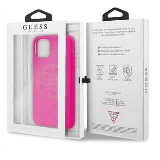 Cover Case IPHONE 15 Pro Guess Faux Leather Pink With Golden Logo