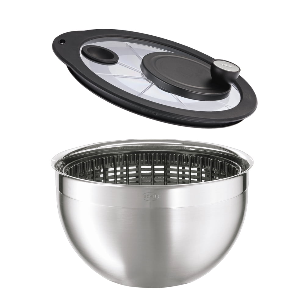 Rosle Stainless Steel 5.7 Quart Salad Spinner with Glass Lid Walmart