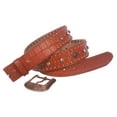 thumbnail image 2 of Snap On Western Faux Crocodile Print Embossed Cross Rhinestone Studded Leather Belt, 2 of 3