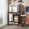 thumbnail image 6 of Large Printer Stand with Storage Shelf, Mobile Printer Cart with Wheels, 3 Tier Table for Home Office, Stands for Heat Press Scanner Fax, Brown, 6 of 8