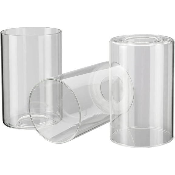 Aspen Creative 23616-03,Clear Cylinder Glass Shade. 3-1/2"Dia x 5-1/2"H / Center Hole:42mm.Set of 3.