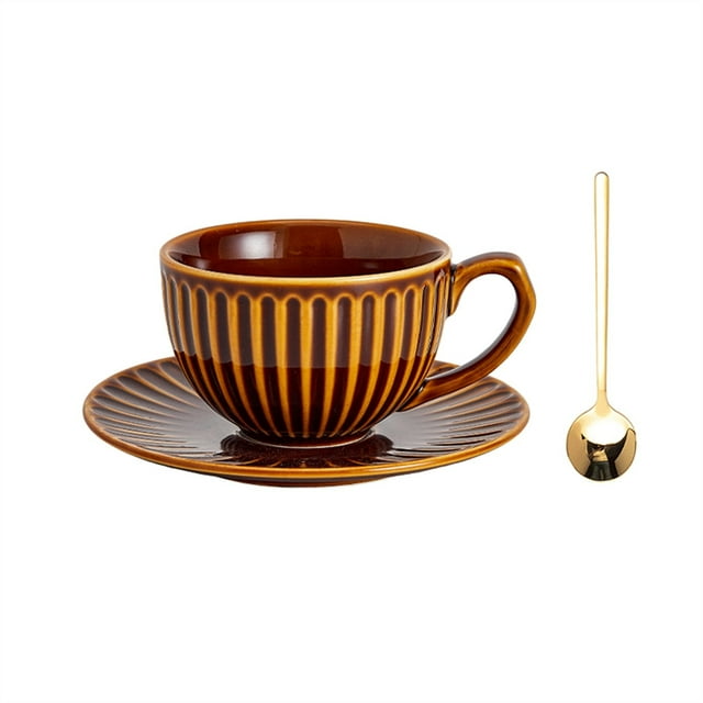 Taza de café Vintage, juego de tazas de flores de cerámica for el hogar, juego de tazas de té de la tarde for lavar a mano con leche
