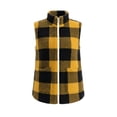 thumbnail image 4 of Kinrui Women's Plaid Fleece Vests Tops Zip Up Collarless Sleeveless Fall Jacket Lightweight Fuzzy Outerwear with Pockects Yellow XXL, 4 of 6
