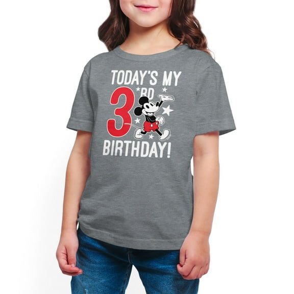 Mickey & Friends - Today's My 3rd Birthday  - Toddler And Youth Short Sleeve Graphic T-Shirt