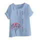thumbnail image 4 of Vestidos Casuales Para Mujer, Blusas De Mujer De Moda Blusa informal de lino con cuello redondo, manga corta y botones para mujer, 4 of 4