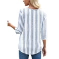 thumbnail image 5 of UVN Summer Square Neck Blouses for Women 3/4 Sleeve Shirt Ladies Dressy Casual Button Tunic Tops, 5 of 9