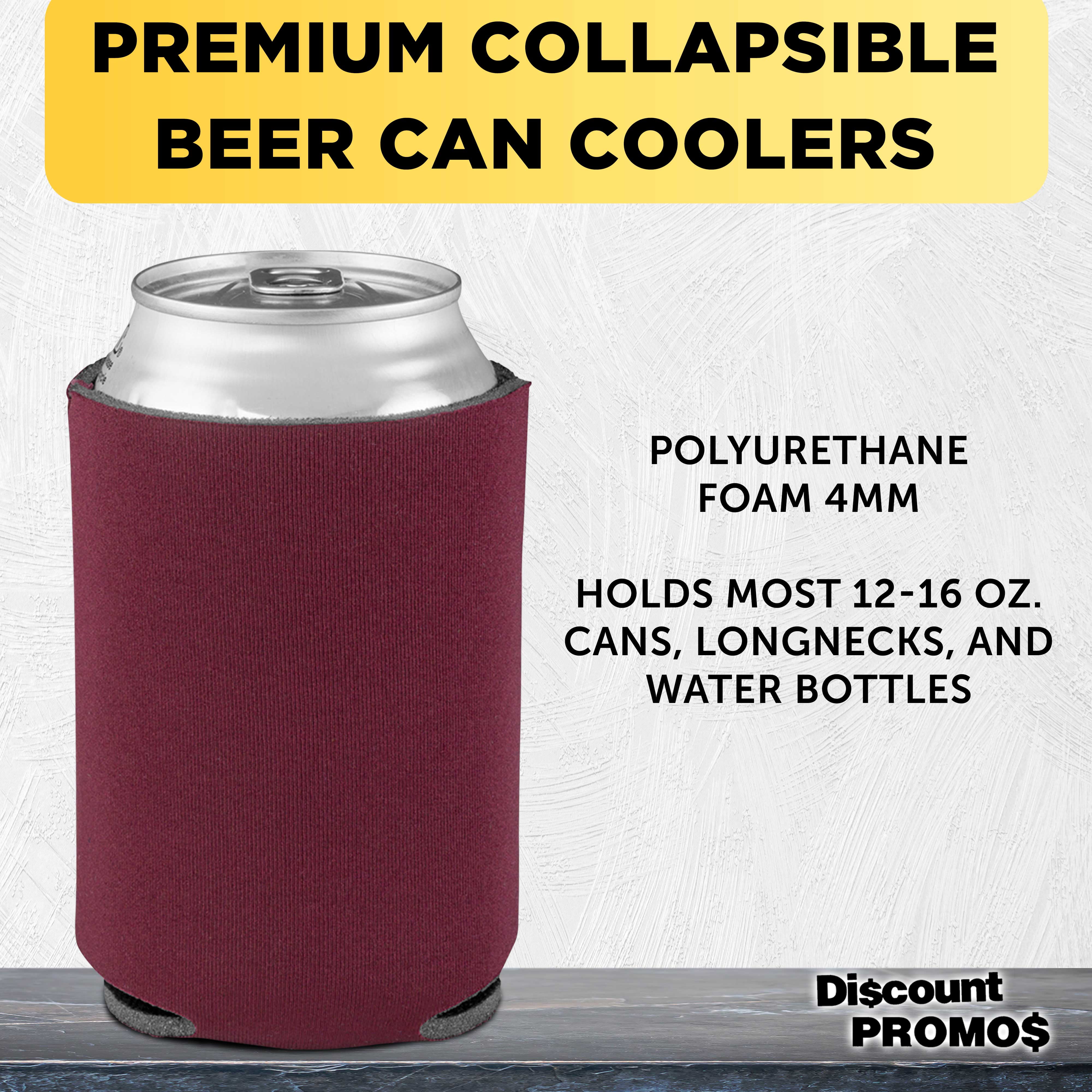 Collapsible Can Coolers Set of 25, Bulk Pack - Keep Your Beer Cold, Insulated Can Holder - Burgundy