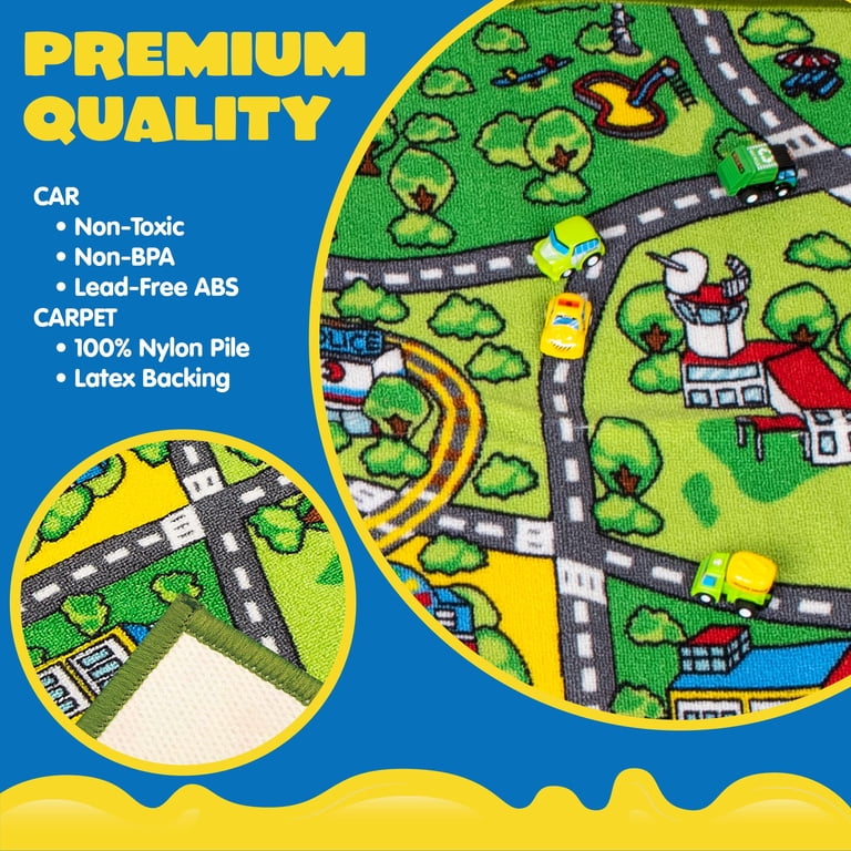 Joyfy Kids Car Play Rug with 12 Pull-Back Vehicles photo 2