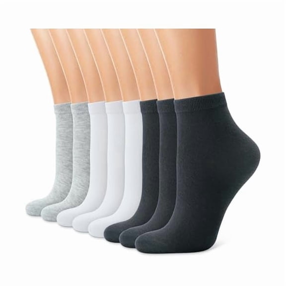 Eryueer 8 Pairs Ankle Socks for Women Low Cut Cotton Socks Soft Moisture-wicking Casual Socks Non Slip Breathable