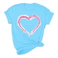 thumbnail image 5 of Savings Women's Valentine's Day Short Sleeve Shirts Heart Print Casual Basic Tee Tunic Crewneck Graphic Blouses Tops (3XL, Light Blue), 5 of 5