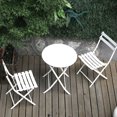 thumbnail image 5 of 3PCs Table Chair Set, Metal Foldable Bistro Set with 2 Portable Chairs, Round Table, Outdoor Folding Patio Bistro for Pool, BBQ, Camping, Balcony, Picnic, White, 5 of 8