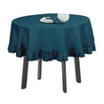 thumbnail image 1 of Vargottam Ruffle Tablecloth Cotton Solid Round Cover 69 Inches Diameter Teal Blue, 1 of 9