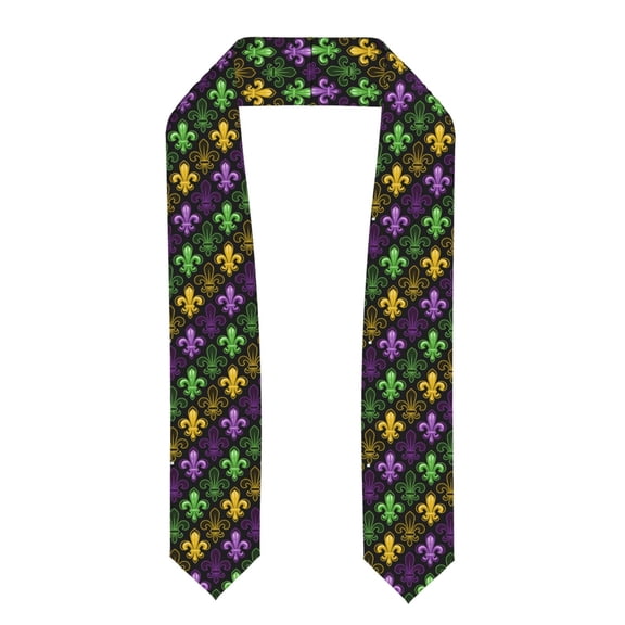 Fuzoiu Mardi Gras1 Print Graduation Sash,Graduation Stole,Unisex Adult Graduation Stole Shawl 91" Long,for Academic Commencements Shawl-Flattened