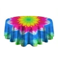 thumbnail image 5 of Colorful Tie Dye Lotus Pattern Round Tablecloth 60"x60",Wrinkle Wipeable Table Cloth for Kitchen Dining Room Picnic Patio Party, 5 of 6